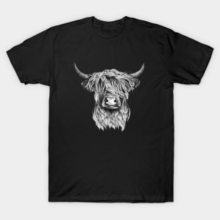 Highland Cow illustration tattoo style T-Shirt